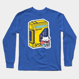 Yellow and blue Walkman cute cat Long Sleeve T-Shirt